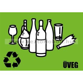   354223 Szelektív hulladékgyűjtő cimke üveg felirat zöld