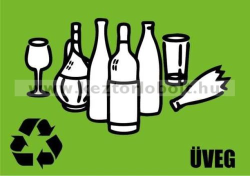 354223 Szelektív hulladékgyűjtő cimke üveg felirat zöld