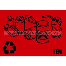 354224 Szelektív hulladékgyűjtő cimke fém felirat piros