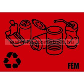 354224 Szelektív hulladékgyűjtő cimke fém felirat piros