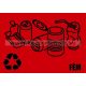 354224 Szelektív hulladékgyűjtő cimke fém felirat piros