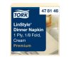 478146 Tork Premium Linstyle Dinner textilhatású szalvéta Krém
