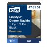478151 Tork Premium Linstyle Dinner textilhatású szalvéta Fekete