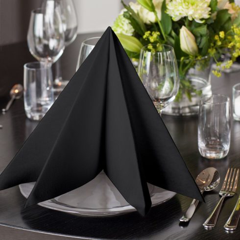 478726 Tork Premium Linstyle Dinner textilhatású szalvéta fekete