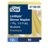478859 Tork Premium Linstyle Dinner textilhatású szalvéta Mustár