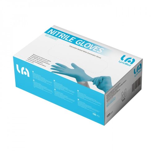 Lyncmed Nitril vizsgáló kesztyű, púdermentes, kék "XL" 100 db/doboz