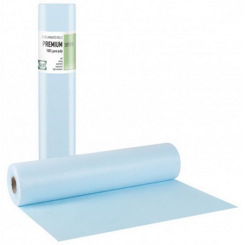Orvosi lepedő fóliával ELITE kék Papír+PE 50cm 50m 132 lap, 6 tekercs/karton