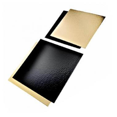 Tortaalátét - szögletes - 400 x 600 mm arany / fekete