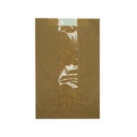   Ablakos papírtasak 160+60x250mm ablak: 50mm, 35 gr, barna kraft (nyomatlan)