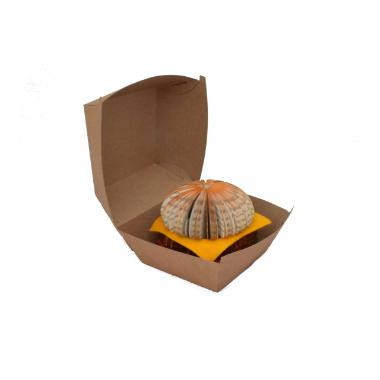 Hamburger papírdoboz, nyomatlan, barna, 210 x 130 x 110 mm
