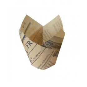   Muffin papír - Tulip - 175 x 175 x 55 mm barna újság mintázatú