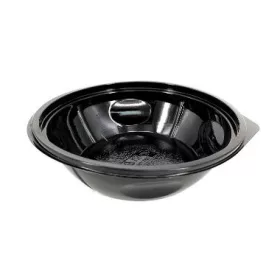   Salátás tál, fekete PET Ø140mm M:45mm 400ml (tető: C00490)