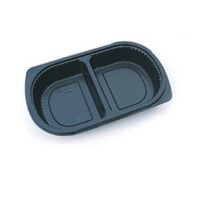   Grand Chef ovális tálca 2 részes (1/2+1/2) PP fekete - 240x155x40 mm CV65B1/2