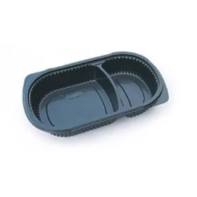   Grand Chef ovális tálca 2 részes (1/3+2/3) PP fekete - 240x155x40 mm CV65B1/3