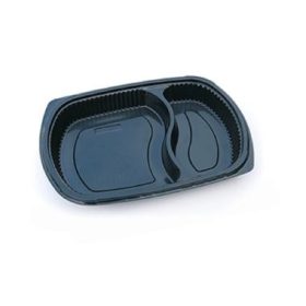   Grand Chef ovális tálca 2 részes PP fekete 255x185x35 mm CV80B