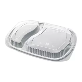  Grand Chef ovális tálca tető 2 részes PP víztiszta 255 x 185 x 25 mm CC80B25