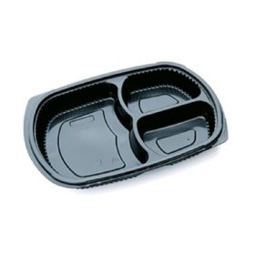   Grand Chef ovális tálca 3 részes PP fekete 255x185x35mm CV80T