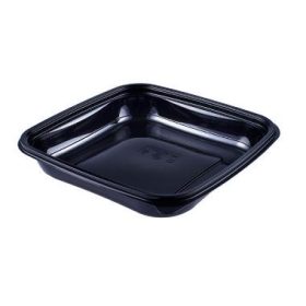  Dishy szögletes nagy tál 190x190x45mm 750ml PET fekete (tető: 22200051)