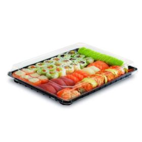   PET kínáló tálca tetővel, fekete, 325x245x20 mm (K-303PETC, Formipack)