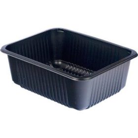   Fóliázható gasztro tálca bordázott PP fekete 227x178x81mm 2300ml tető:P9400PPC