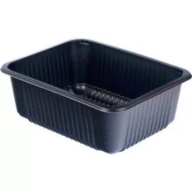   Fóliázható gasztro tálca bordázott PP fekete 227x178x81mm 2300ml tető:P9400PPC