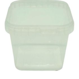   Dézsmazáras szögletes tálka 500 ml PP víztiszta 100x100 mm (tető: 23200047)