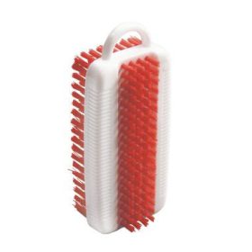   Haug 3171 kétoldalú akasztós körömkefe, Nyl6.6 Ø0,35mm szőr, PS,piros,11x3,2x5cm