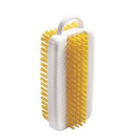   Haug 3174 kétoldalú akasztós körömkefe, Nyl6.6 Ø0,35mm szőr, PS,sárga,11x3,2x5cm