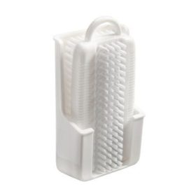   Haug 3250 kétoldalú akasztós körömkefe tokkal, Ø0,35mm szőr, PS,fehér,11x3,2x5cm