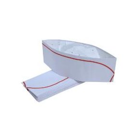   HPC DM07R Egyszer használatos papír sapka, piros csíkkal, 100db/csom