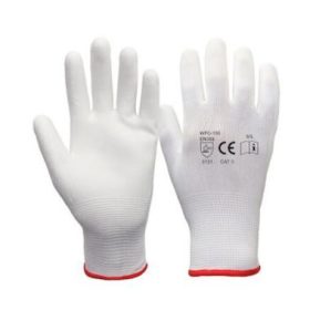  Safety First poliészter kesztyű, PU tenyérmártott, fehér 10