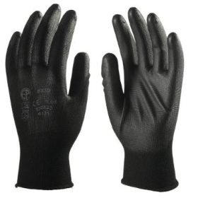   EP 6040 Fekete precíziós PE kesztyű, PU tenyérmártással 10