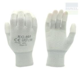   Prime Source 803 ujjvégeken PU mártott fehér nejlon kesztyű 7/S