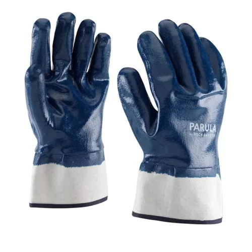 PARULA Kék teljesen nitril mártott kesztyű, vitorlavászon mandzsettával 10
