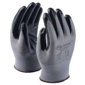   CICADA Nitril tenyérmártott kesztyű, PES, szürke-fekete 7