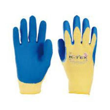 KCL 930 K-TEX para-aramid kesztyű, tenyerén latex bevonat, kék/sárga 8