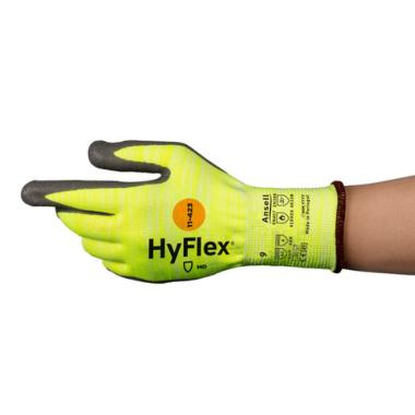 Ansell 11423 HyFlex vágásbiztos, PU/nitril kevert tenyérmártott kesztyű, sárga 6