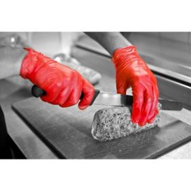   HPC GD17R Shield 2 púdermentes vinil egyszer használatos kesztyű, piros S