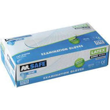 MJ 44-161 M-Safe latex egyszer használatos kesztyű, kék, púderezett, vastag 9