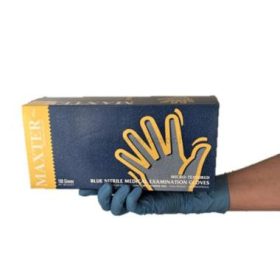   Maxter 1014M egyszer használatos hosszú szárú kék nitril kesztyű, púdermentes L