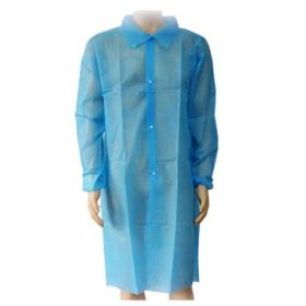   MEGSZŰNT! Master Textil egyszer használatos kék ESD SMS köpeny, pattenttal,  M