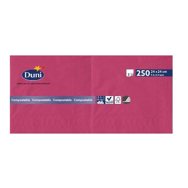 Duni 168408 tissue szalvéta, fuchsia, 24x24 cm, 3 réteg, 1/4 hajtott, 250db/csom