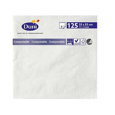 Duni 2502 tissue szalvéta, fehér, 33x33cm, 3 réteg, 1/4 hajtott, 125 db/csom