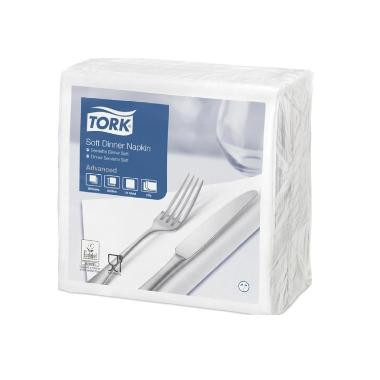 Tork 477577 Soft Dinner szalvéta, fehér, 39x39cm, 3réteg, 1/4 hajt., 100 db/csom